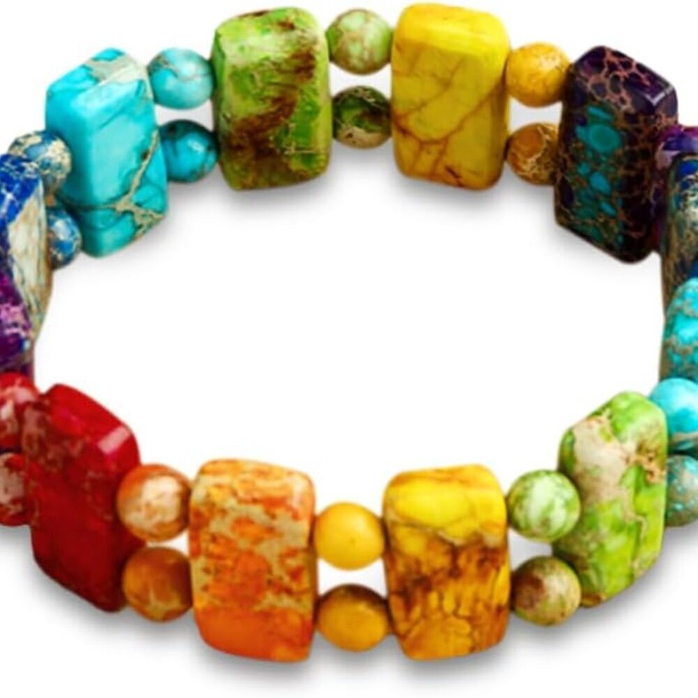 Boho Beaded Bracelets Natural Chakra Turquoise Jasper Stretch Jewelry Women